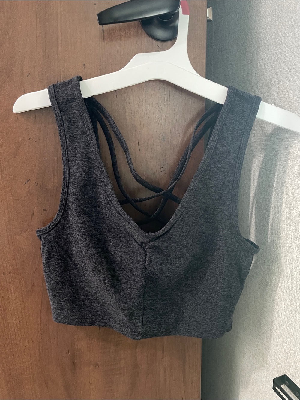 Zella size XS Women’s Strappy Back Crop Bralette - Charcoal